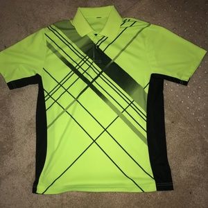 Men's Neon Yellow Patterned Golf Shirt